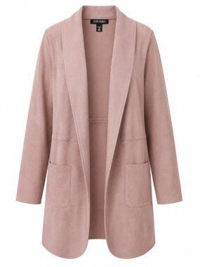 🌸 NWT Roz & Ali Faux Suede Open Front Duster Jacket – Size 2X 🌸